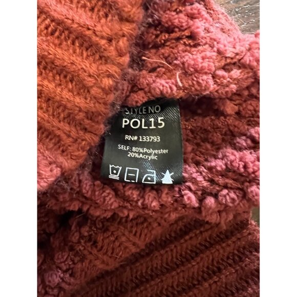 POL Chenille Sweater Rust V-neck Long Sleeve Oversized Hoodie Medium Soft Cozy - Picture 9 of 10